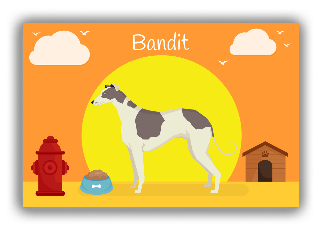 Personalized Dogs Canvas Wrap & Photo Print II - Orange Background - Greyhound - Front View