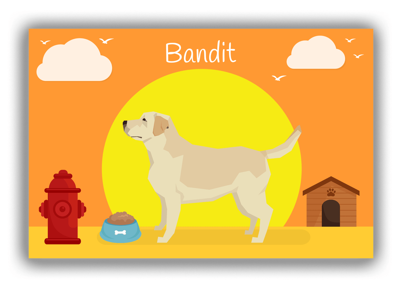 Personalized Dogs Canvas Wrap & Photo Print II - Orange Background - Labrador Retriever - Front View