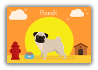 Thumbnail for Personalized Dogs Canvas Wrap & Photo Print II - Orange Background - Pug - Front View
