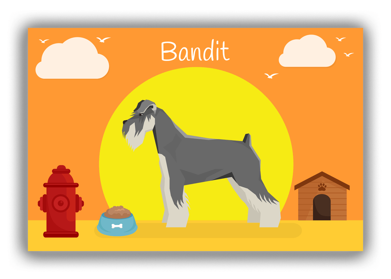 Personalized Dogs Canvas Wrap & Photo Print II - Orange Background - Schnauzer - Front View
