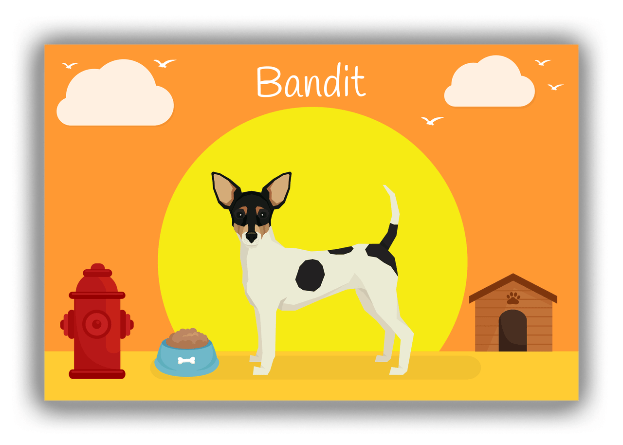 Personalized Dogs Canvas Wrap & Photo Print II - Orange Background - Toy Fox Terrier - Front View