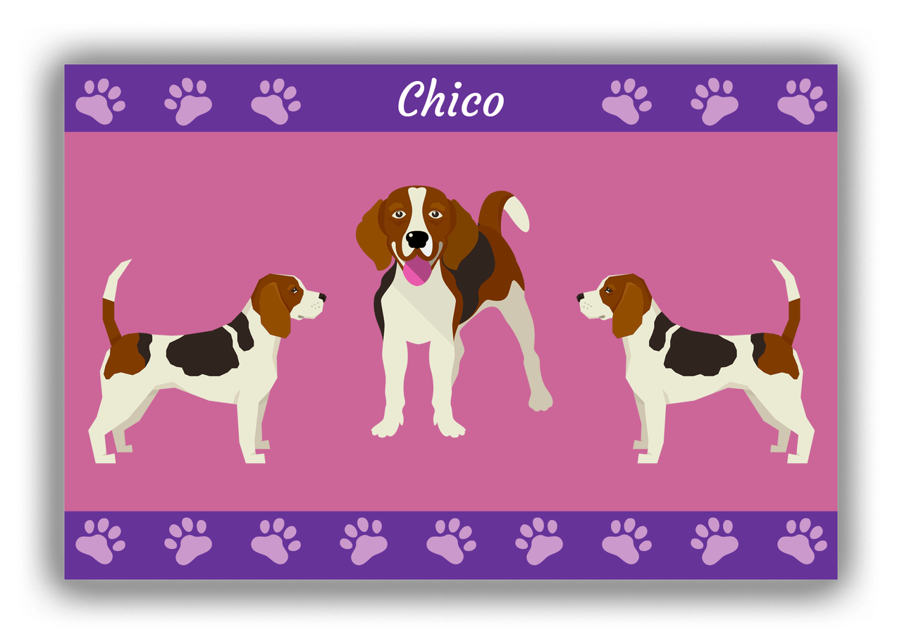 Personalized Dogs Canvas Wrap & Photo Print III - Purple Background - Beagle - Front View