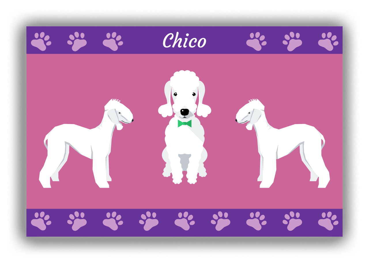 Personalized Dogs Canvas Wrap & Photo Print III - Purple Background - Bedlington Terrier - Front View
