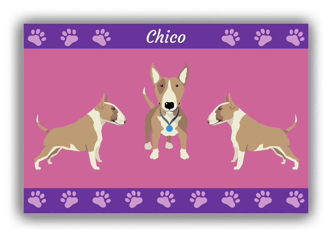 Personalized Dogs Canvas Wrap & Photo Print III - Purple Background - Bull Terrier - Front View