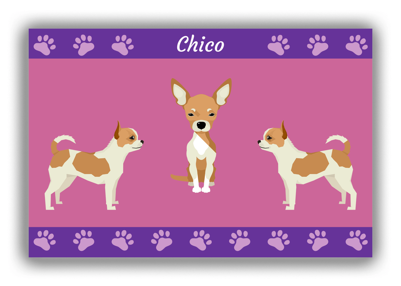 Personalized Dogs Canvas Wrap & Photo Print III - Purple Background - Chihuahua - Front View