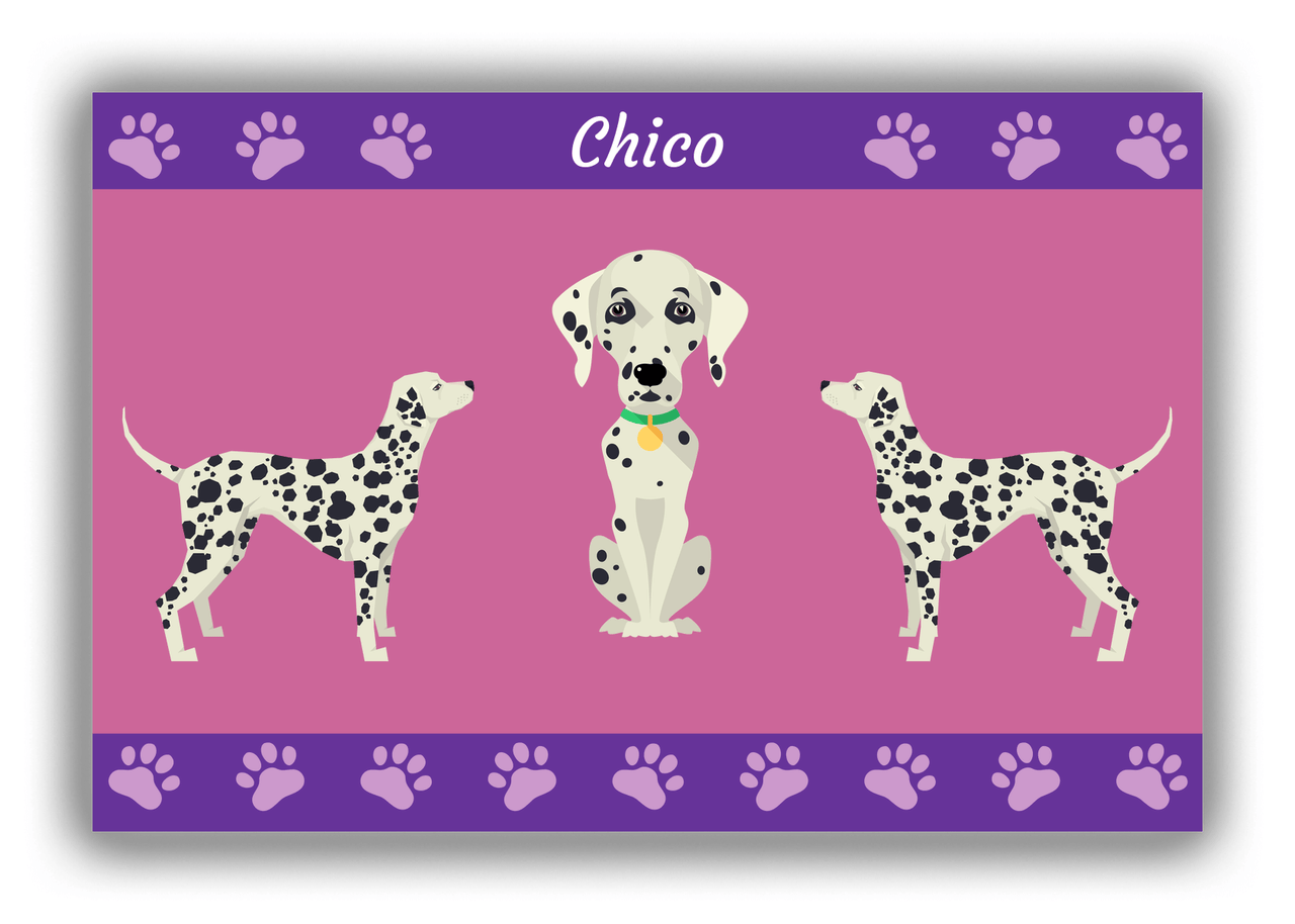 Personalized Dogs Canvas Wrap & Photo Print III - Purple Background - Dalmatian - Front View