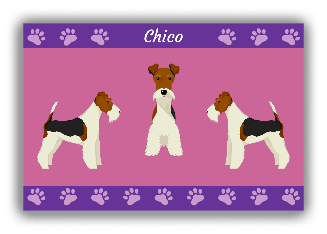 Personalized Dogs Canvas Wrap & Photo Print III - Purple Background - Fox Terrier - Front View