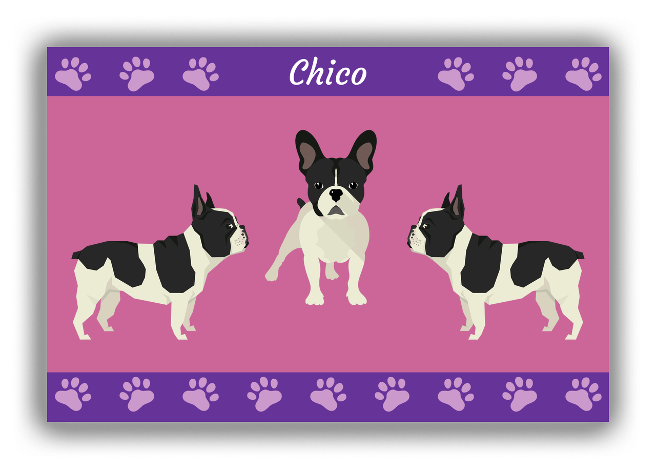 Personalized Dogs Canvas Wrap & Photo Print III - Purple Background - French Bulldog - Front View