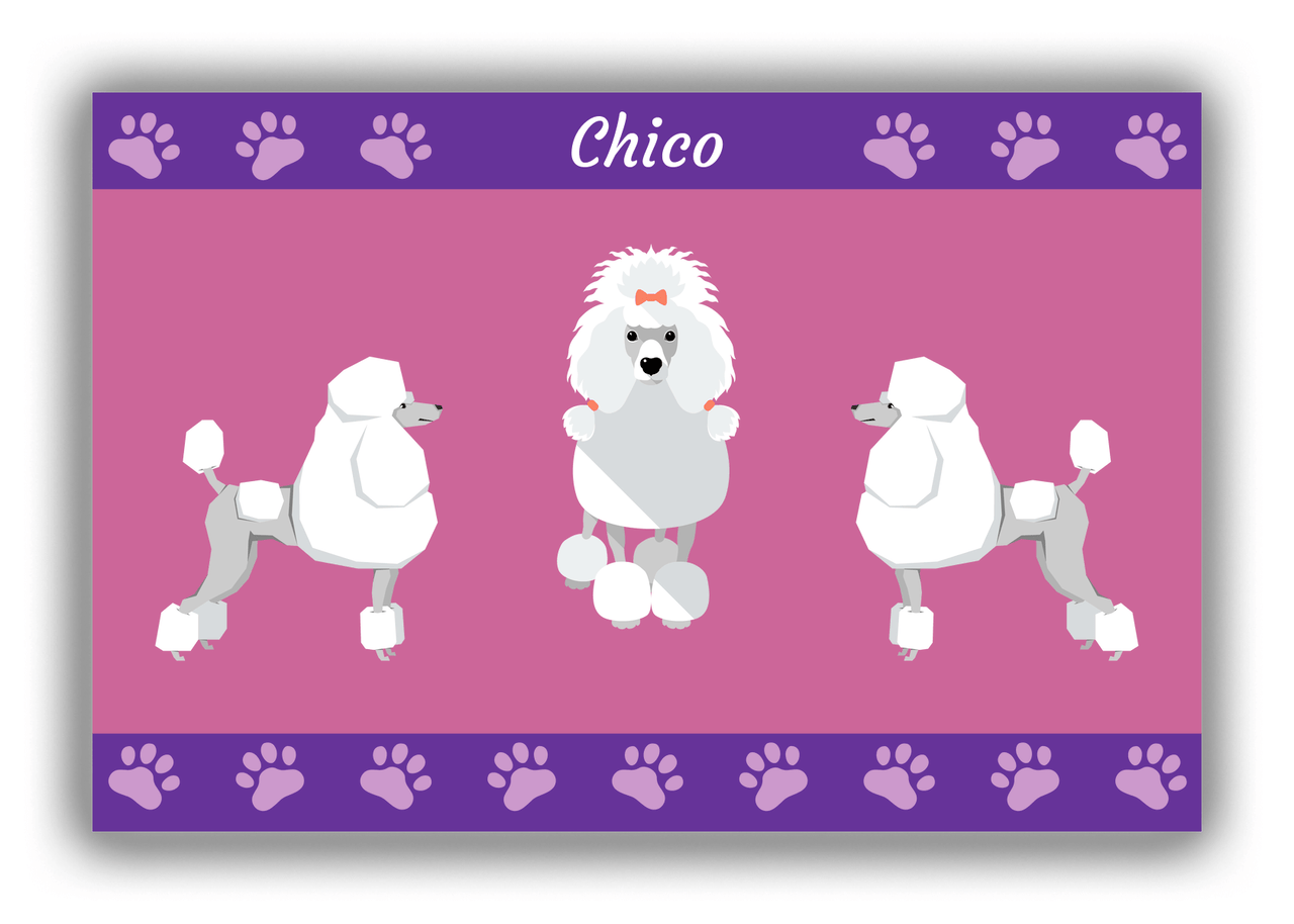Personalized Dogs Canvas Wrap & Photo Print III - Purple Background - Poodle - Front View