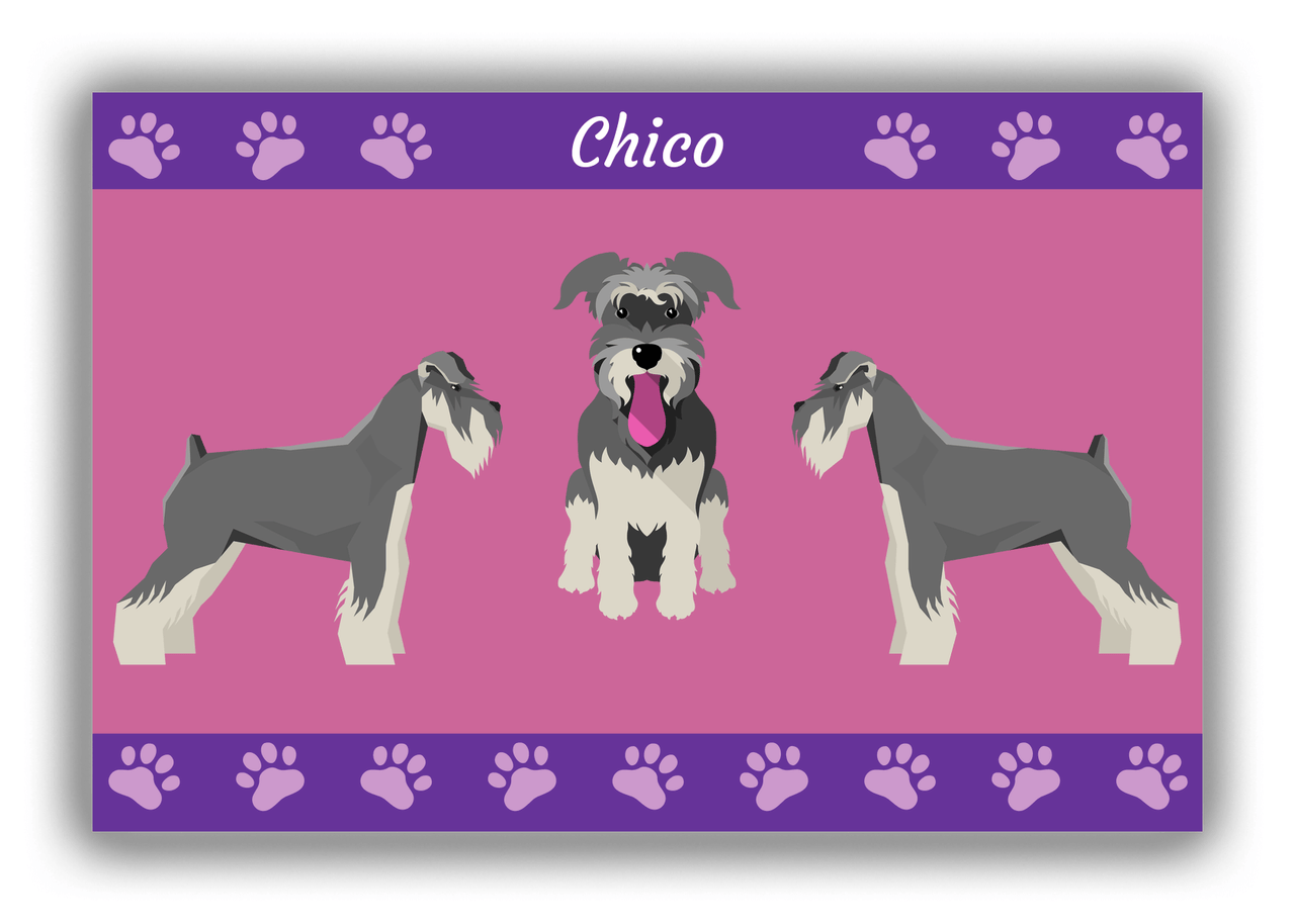 Personalized Dogs Canvas Wrap & Photo Print III - Purple Background - Schnauzer - Front View