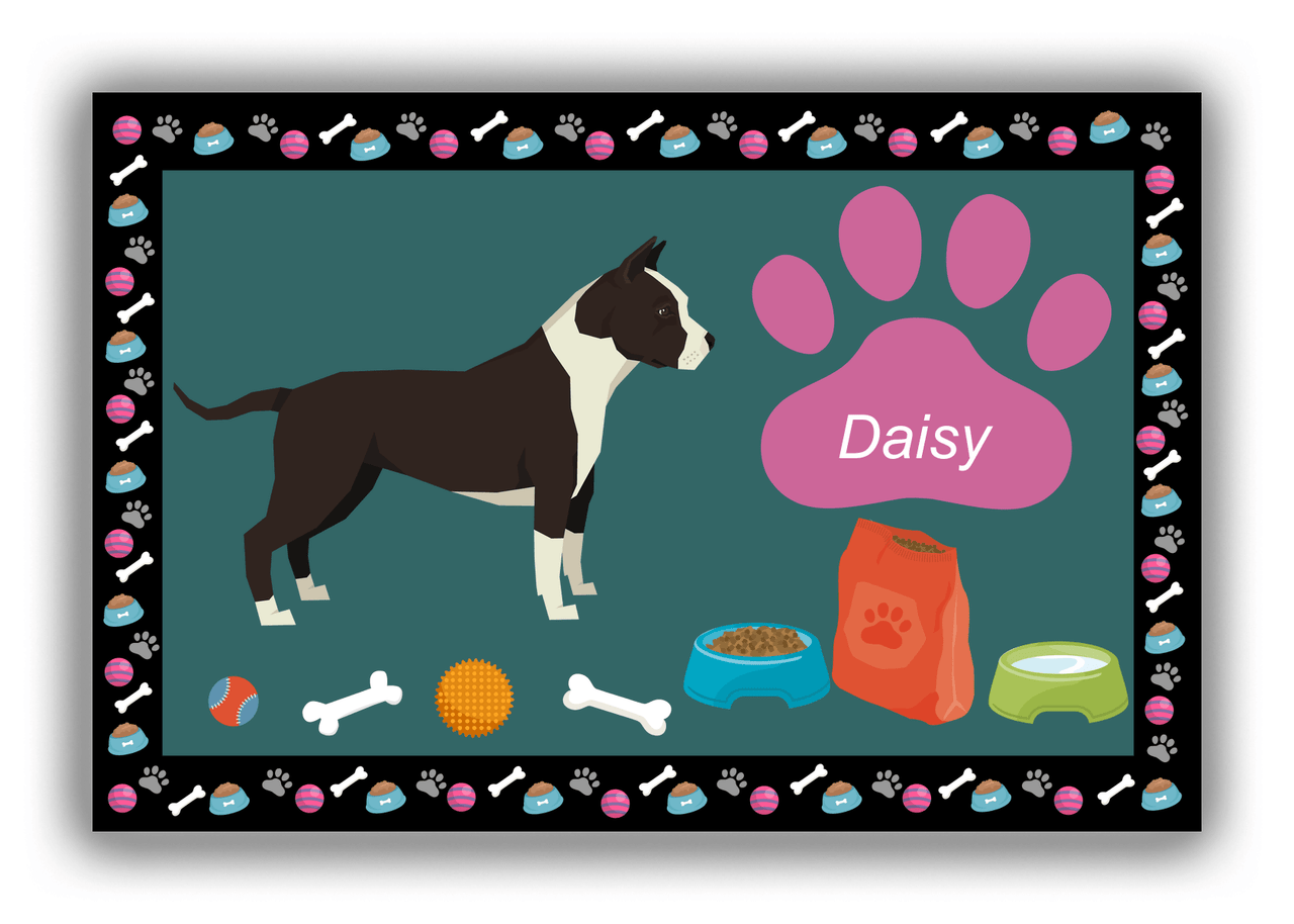 Personalized Dogs Canvas Wrap & Photo Print IV - Teal Background - American Staffordshire - Front View