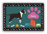 Thumbnail for Personalized Dogs Canvas Wrap & Photo Print IV - Teal Background - American Staffordshire - Front View