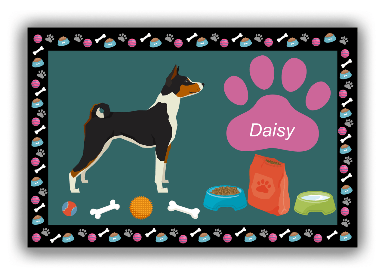 Personalized Dogs Canvas Wrap & Photo Print IV - Teal Background - Basenji - Front View