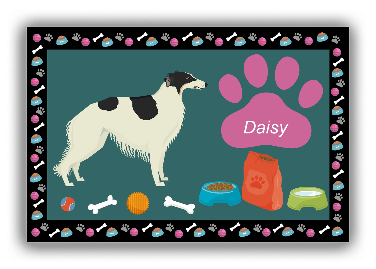 Personalized Dogs Canvas Wrap & Photo Print IV - Teal Background - Borzoi - Front View