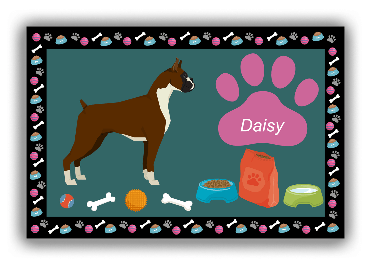 Personalized Dogs Canvas Wrap & Photo Print IV - Teal Background - Boxer - Front View