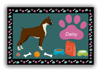 Thumbnail for Personalized Dogs Canvas Wrap & Photo Print IV - Teal Background - Boxer - Front View