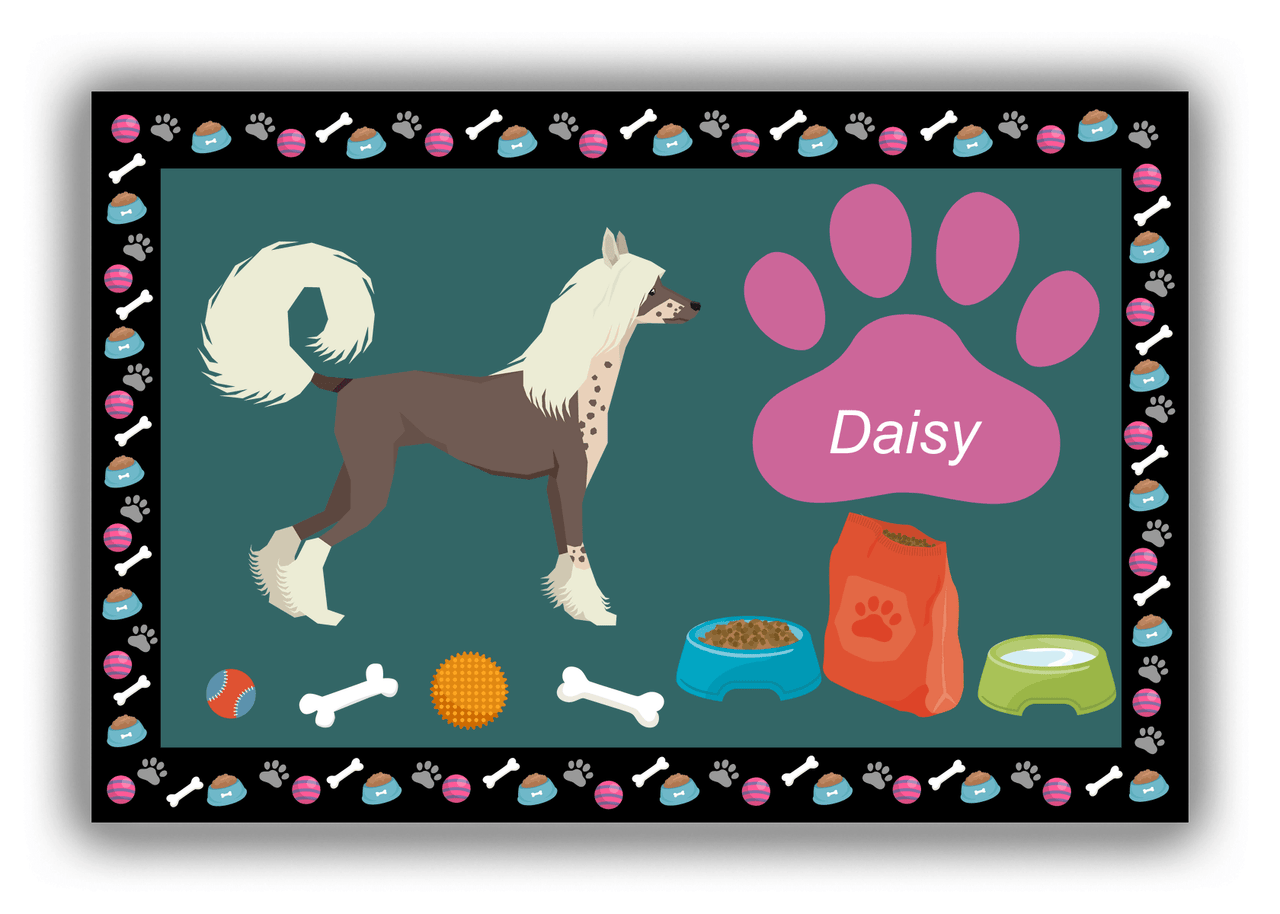 Personalized Dogs Canvas Wrap & Photo Print IV - Teal Background - Chinese Crested Dog - Front View