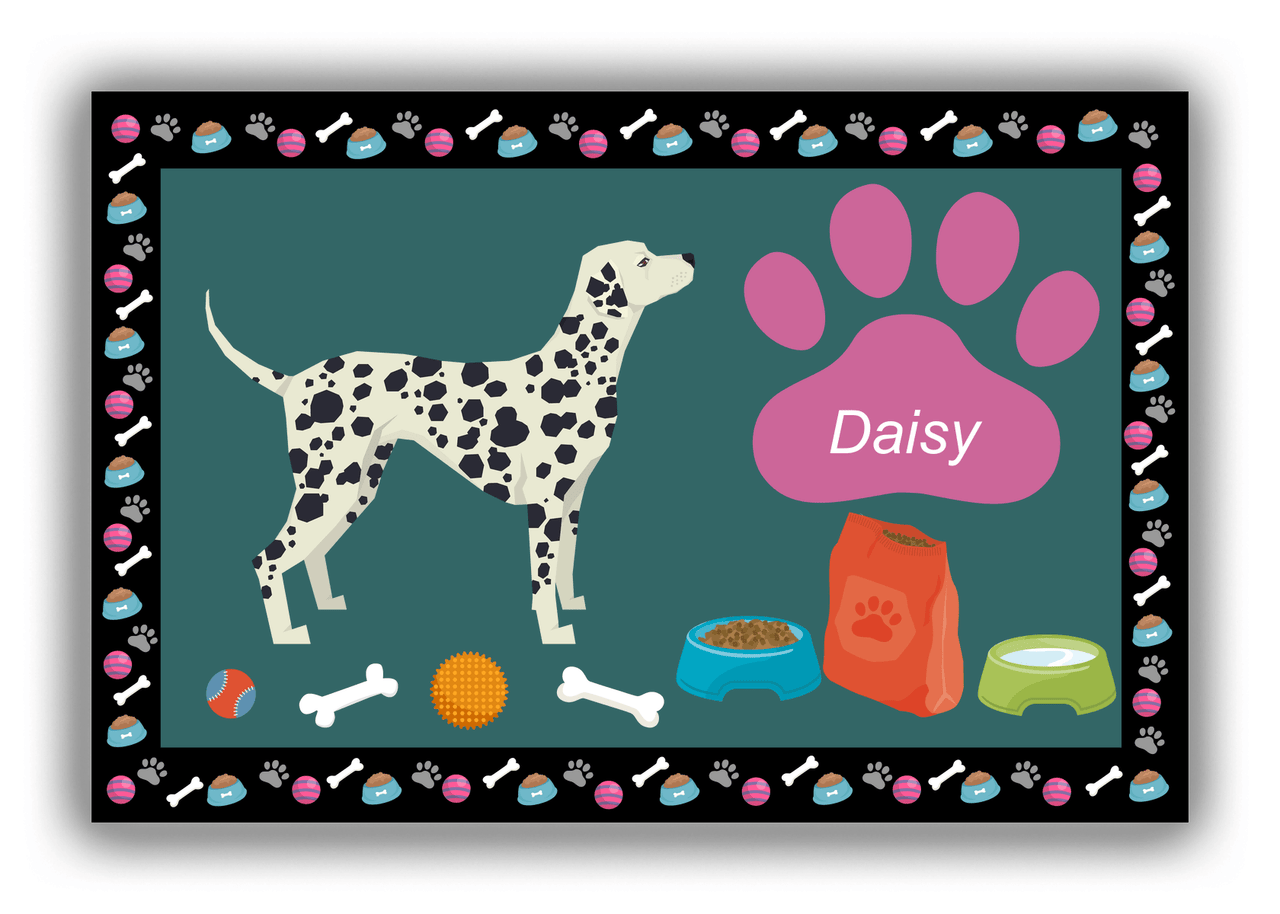Personalized Dogs Canvas Wrap & Photo Print IV - Teal Background - Dalmatian - Front View