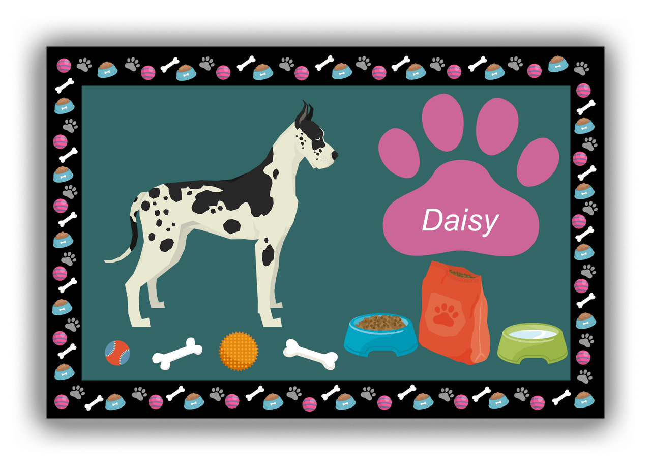 Personalized Dogs Canvas Wrap & Photo Print IV - Teal Background - Great Dane - Front View