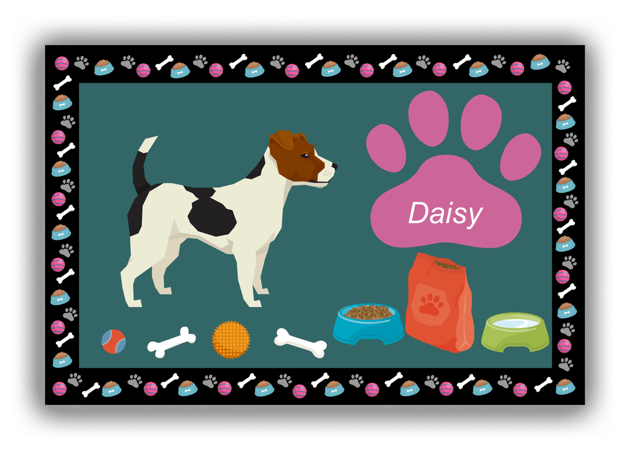 Personalized Dogs Canvas Wrap & Photo Print IV - Teal Background - Jack Russell Terrier - Front View