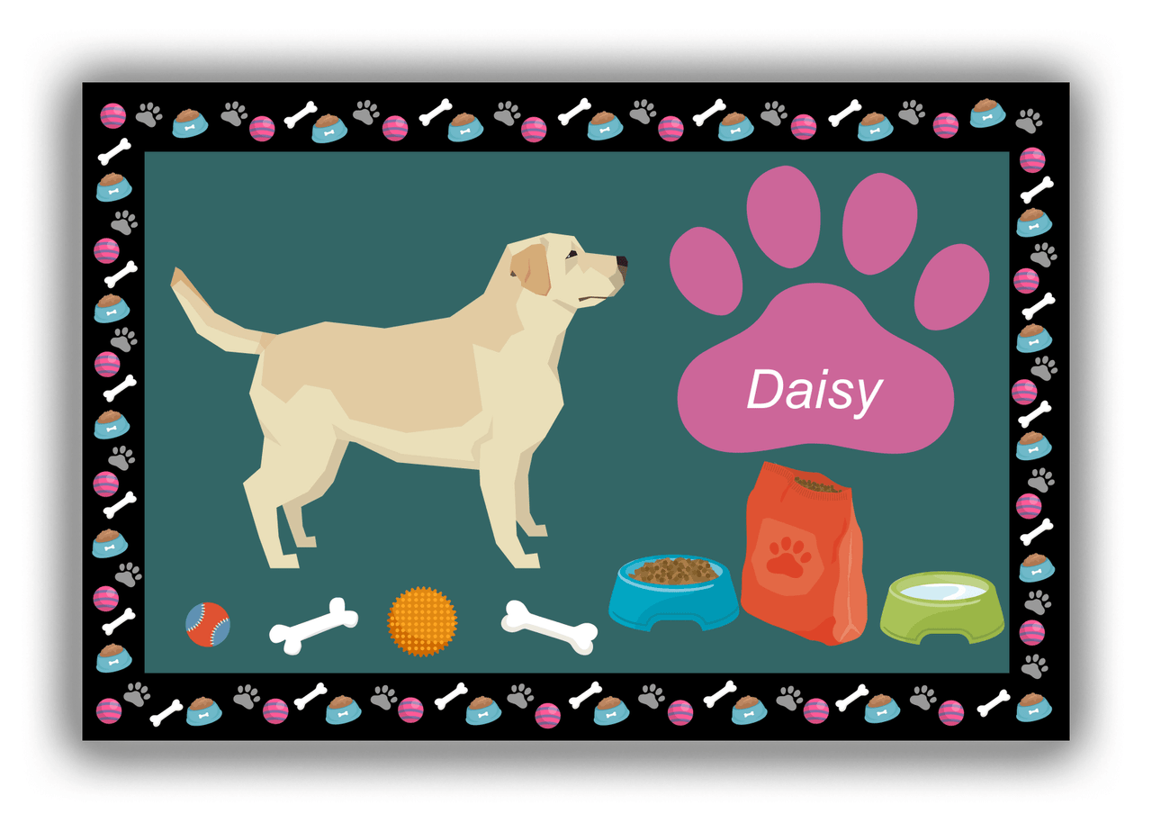 Personalized Dogs Canvas Wrap & Photo Print IV - Teal Background - Labrador Retriever - Front View
