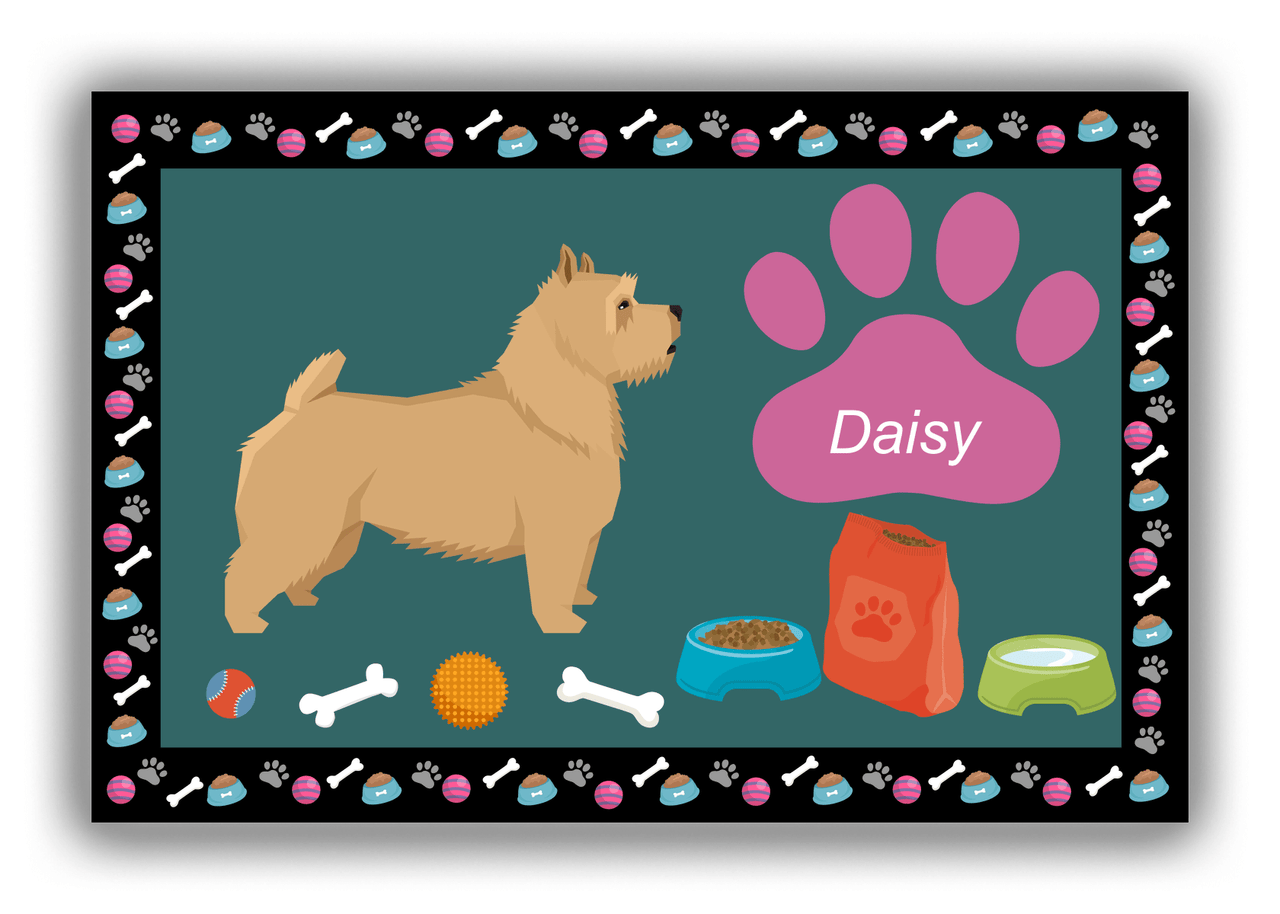 Personalized Dogs Canvas Wrap & Photo Print IV - Teal Background - Norwich Terrier - Front View