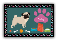 Thumbnail for Personalized Dogs Canvas Wrap & Photo Print IV - Teal Background - Pug - Front View