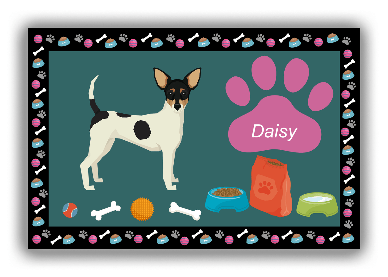 Personalized Dogs Canvas Wrap & Photo Print IV - Teal Background - Toy Fox Terrier - Front View