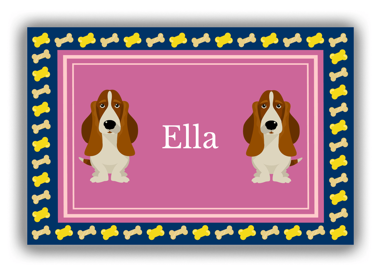 Personalized Dogs Canvas Wrap & Photo Print V - Purple Background - Basset Hound - Front View
