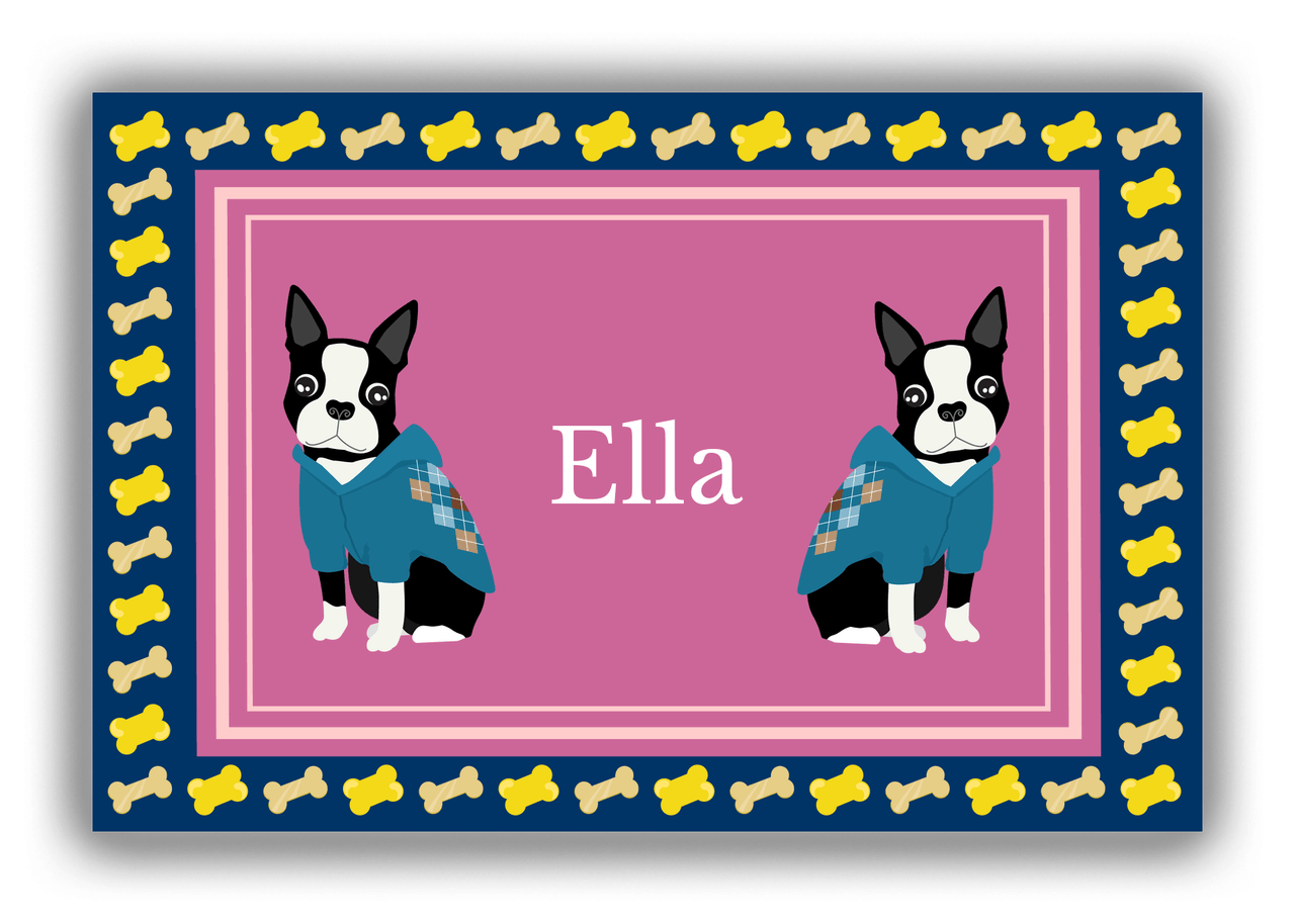 Personalized Dogs Canvas Wrap & Photo Print V - Purple Background - Boston Terrier - Front View