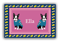 Thumbnail for Personalized Dogs Canvas Wrap & Photo Print V - Purple Background - Boston Terrier - Front View