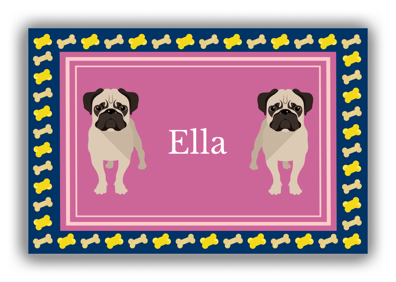 Personalized Dogs Canvas Wrap & Photo Print V - Purple Background - Pug - Front View