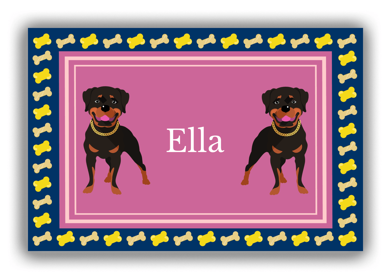 Personalized Dogs Canvas Wrap & Photo Print V - Purple Background - Rottweiler - Front View