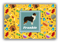 Thumbnail for Personalized Dogs Canvas Wrap & Photo Print VI - Yellow Background - Australian Shepherd - Front View