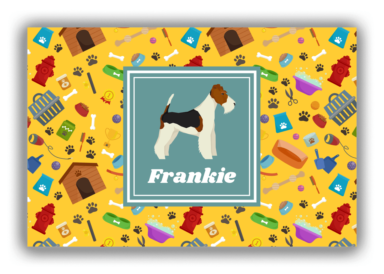 Personalized Dogs Canvas Wrap & Photo Print VI - Yellow Background - Fox Terrier - Front View