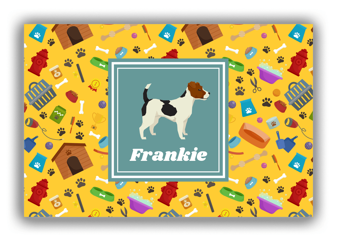 Personalized Dogs Canvas Wrap & Photo Print VI - Yellow Background - Jack Russell Terrier - Front View