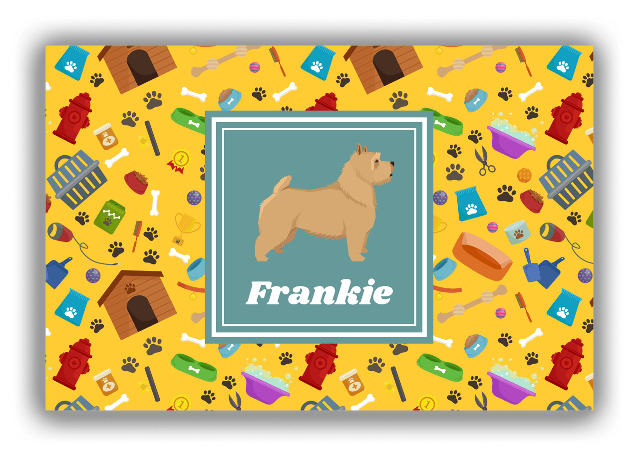 Personalized Dogs Canvas Wrap & Photo Print VI - Yellow Background - Norwich Terrier - Front View
