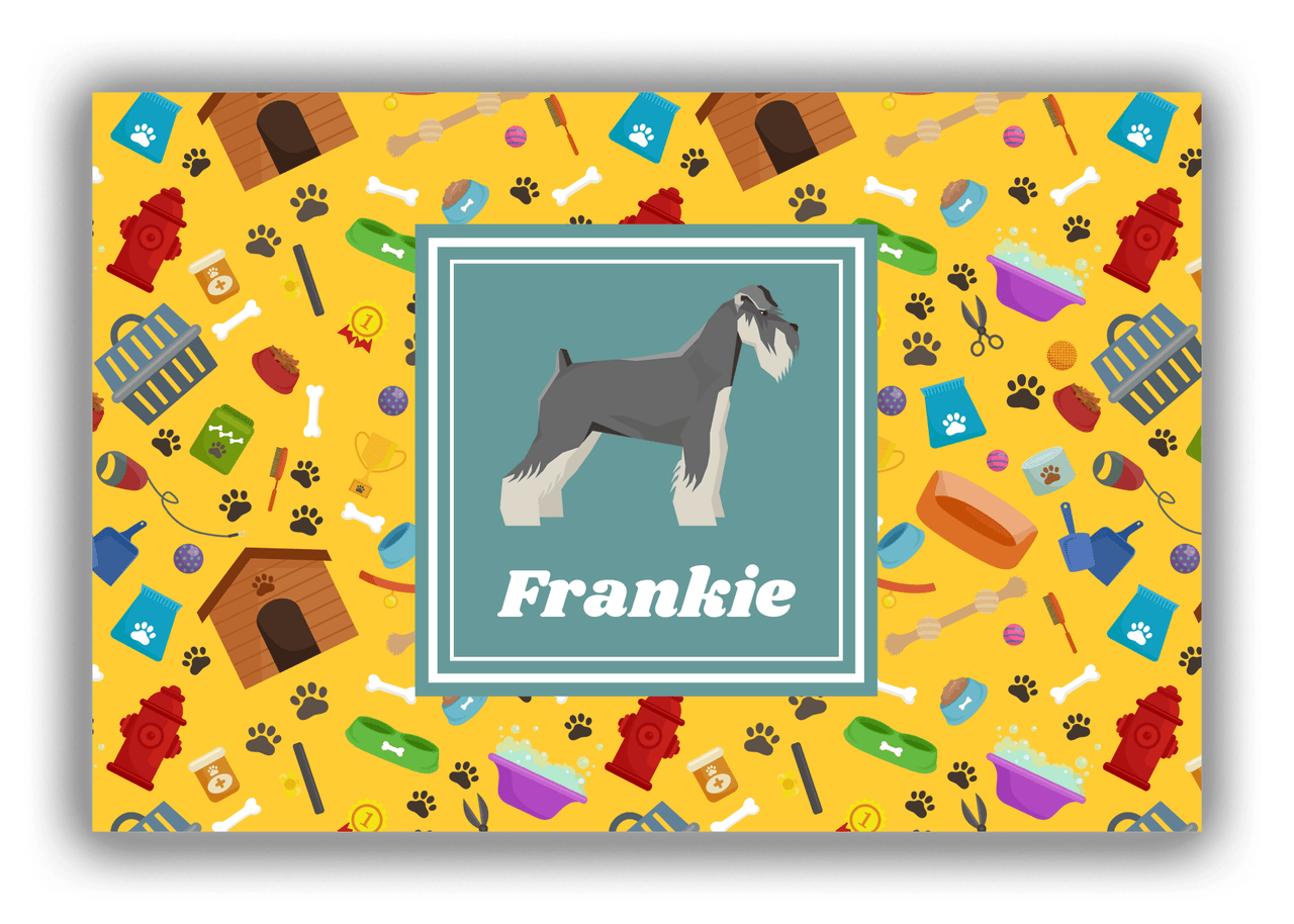 Personalized Dogs Canvas Wrap & Photo Print VI - Yellow Background - Schnauzer - Front View