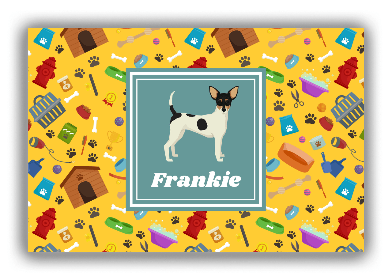 Personalized Dogs Canvas Wrap & Photo Print VI - Yellow Background - Toy Fox Terrier - Front View
