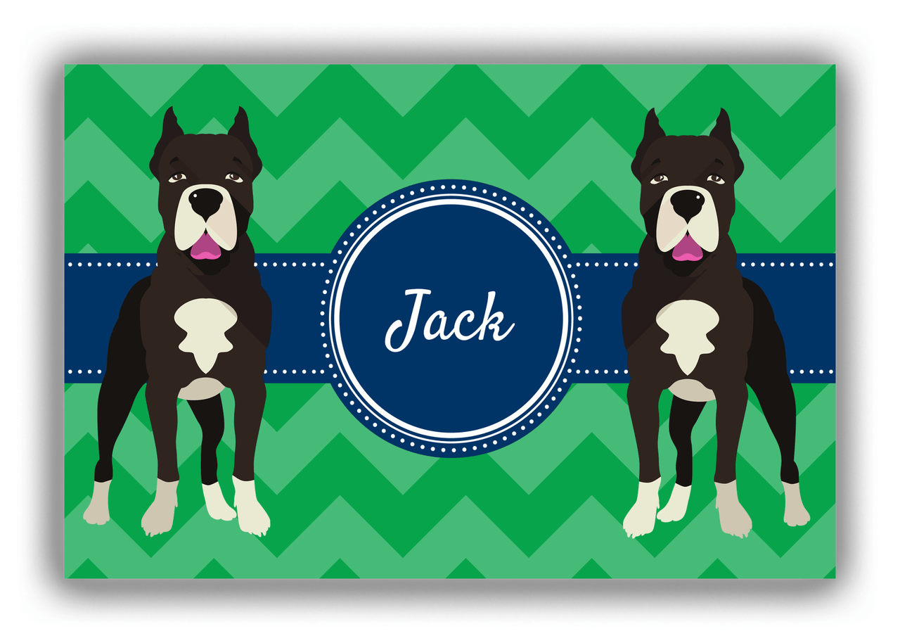 Personalized Dogs Canvas Wrap & Photo Print VIII - Green Background - American Staffordshire Terrier - Front View