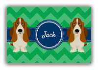 Thumbnail for Personalized Dogs Canvas Wrap & Photo Print VIII - Green Background - Basset Hound - Front View