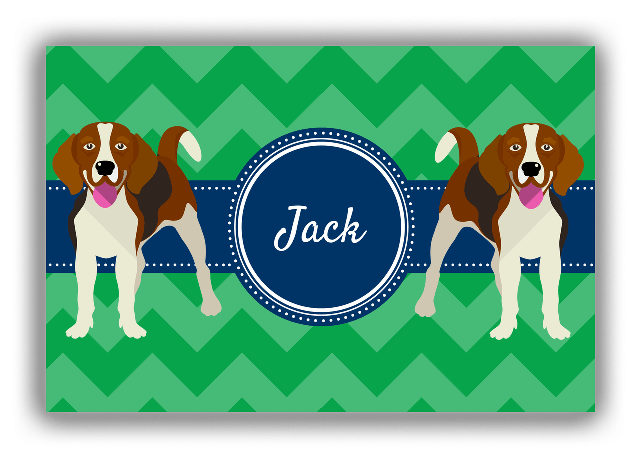 Personalized Dogs Canvas Wrap & Photo Print VIII - Green Background - Beagle - Front View