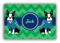 Thumbnail for Personalized Dogs Canvas Wrap & Photo Print VIII - Green Background - Boston Terrier - Front View