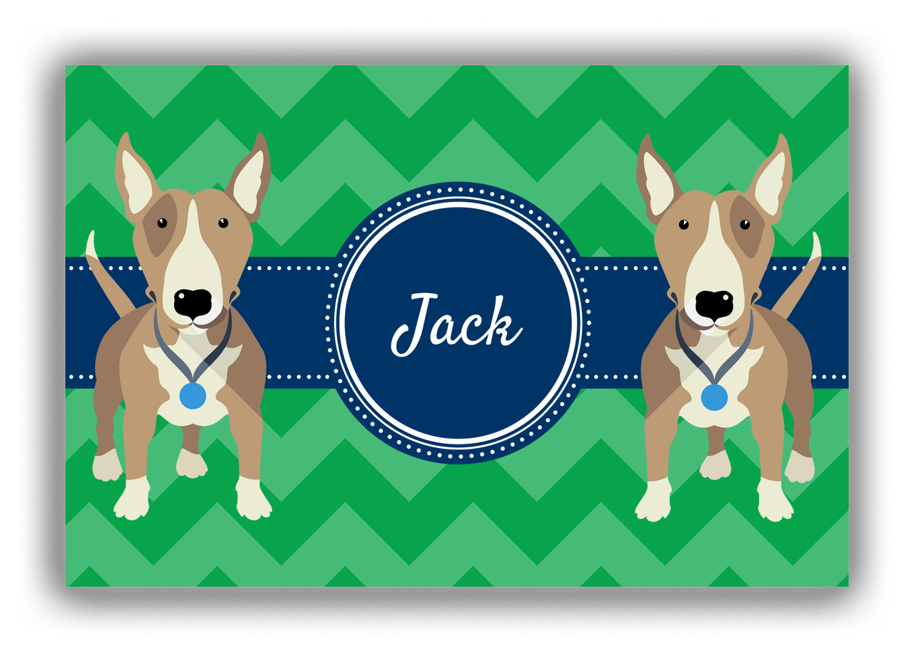 Personalized Dogs Canvas Wrap & Photo Print VIII - Green Background - Bull Terrier - Front View