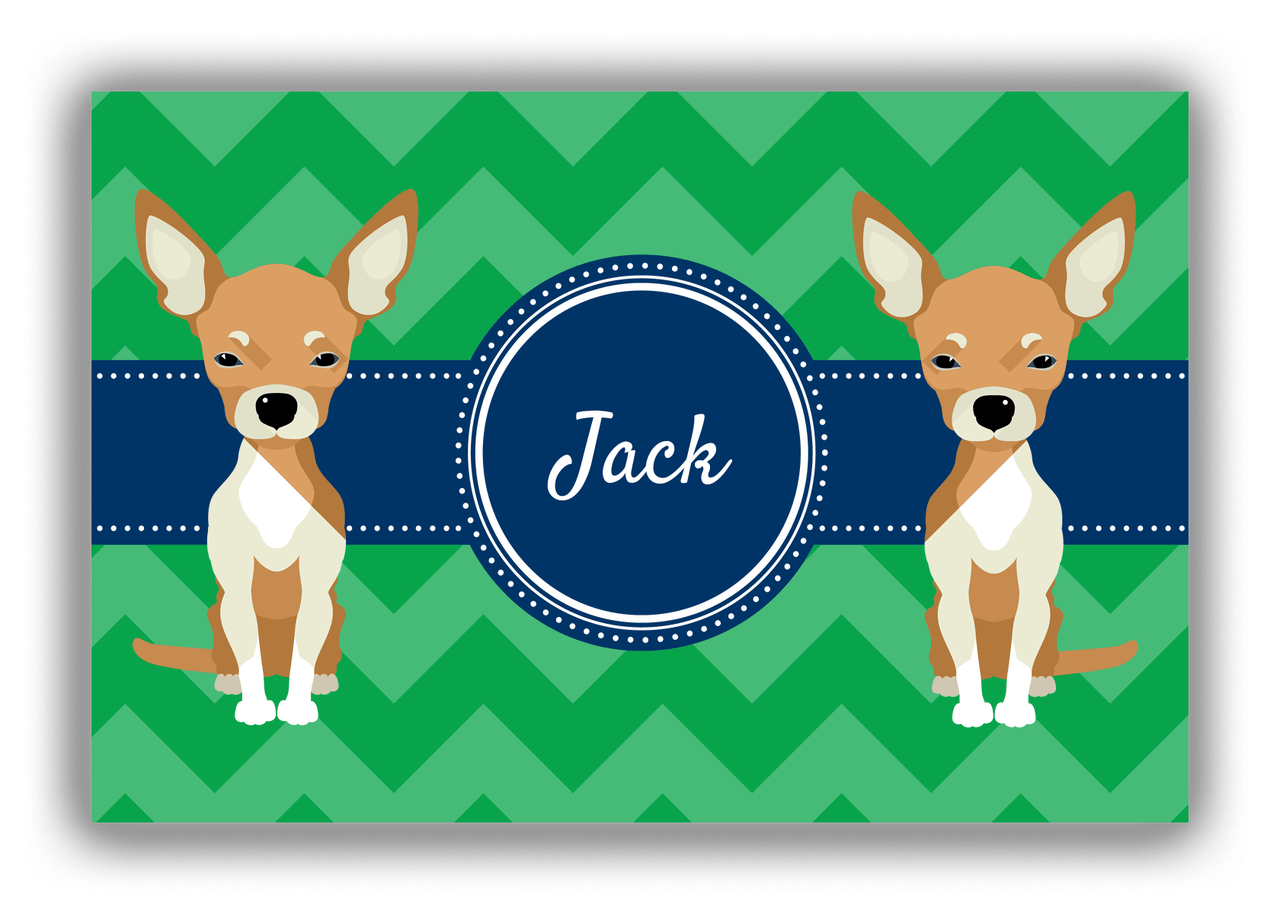 Personalized Dogs Canvas Wrap & Photo Print VIII - Green Background - Chihuahua - Front View