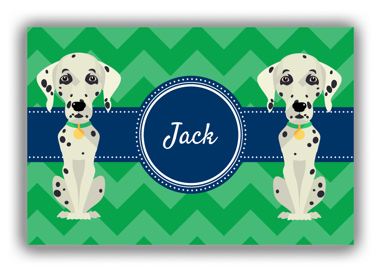 Personalized Dogs Canvas Wrap & Photo Print VIII - Green Background - Dalmatian - Front View