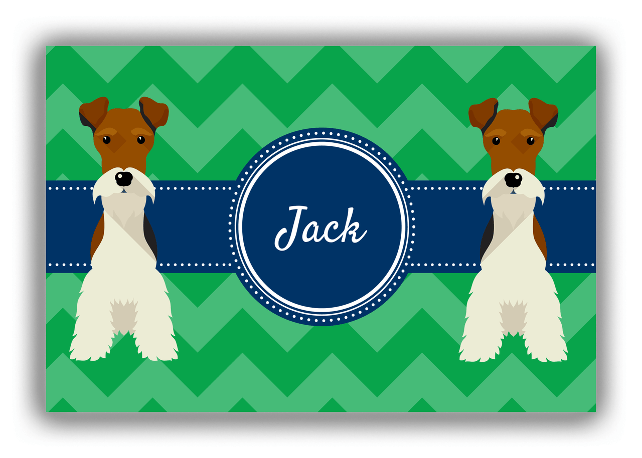 Personalized Dogs Canvas Wrap & Photo Print VIII - Green Background - Fox Terrier - Front View