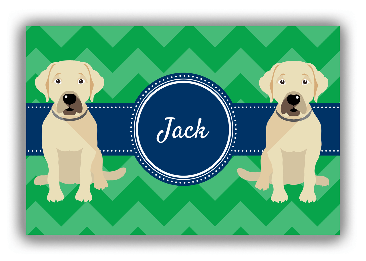 Personalized Dogs Canvas Wrap & Photo Print VIII - Green Background - Labrador Retriever - Front View