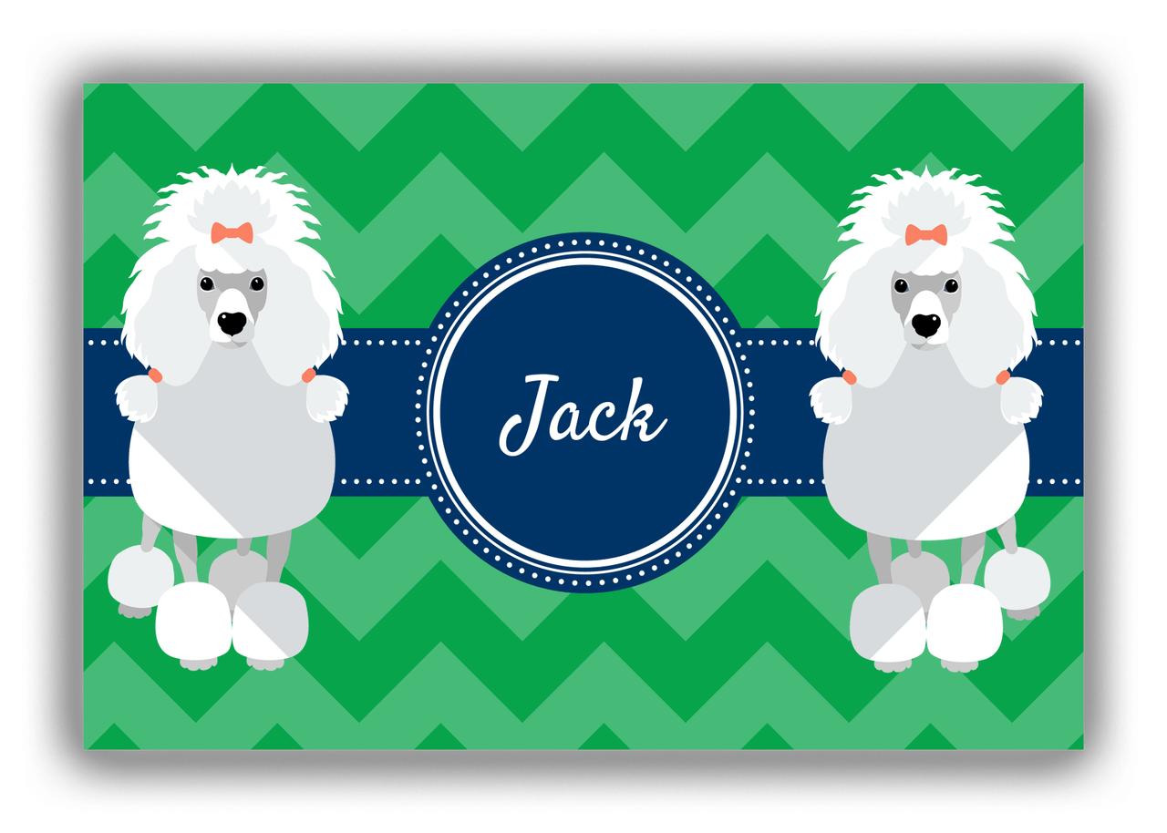 Personalized Dogs Canvas Wrap & Photo Print VIII - Green Background - Poodle - Front View