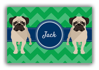 Thumbnail for Personalized Dogs Canvas Wrap & Photo Print VIII - Green Background - Pug - Front View